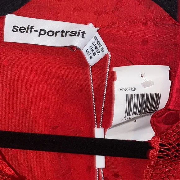 SELF-PORTRAIT Trimmed Wrap Red Dress - Picture 14 of 16